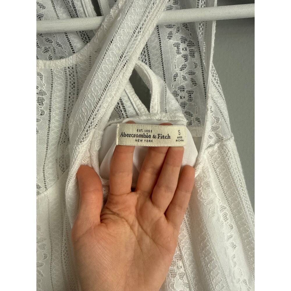Abercrombie & Fitch White Lace Mini Dress Sleeveless Trapeze Size S A-Line Boho - Picture 3 of 7